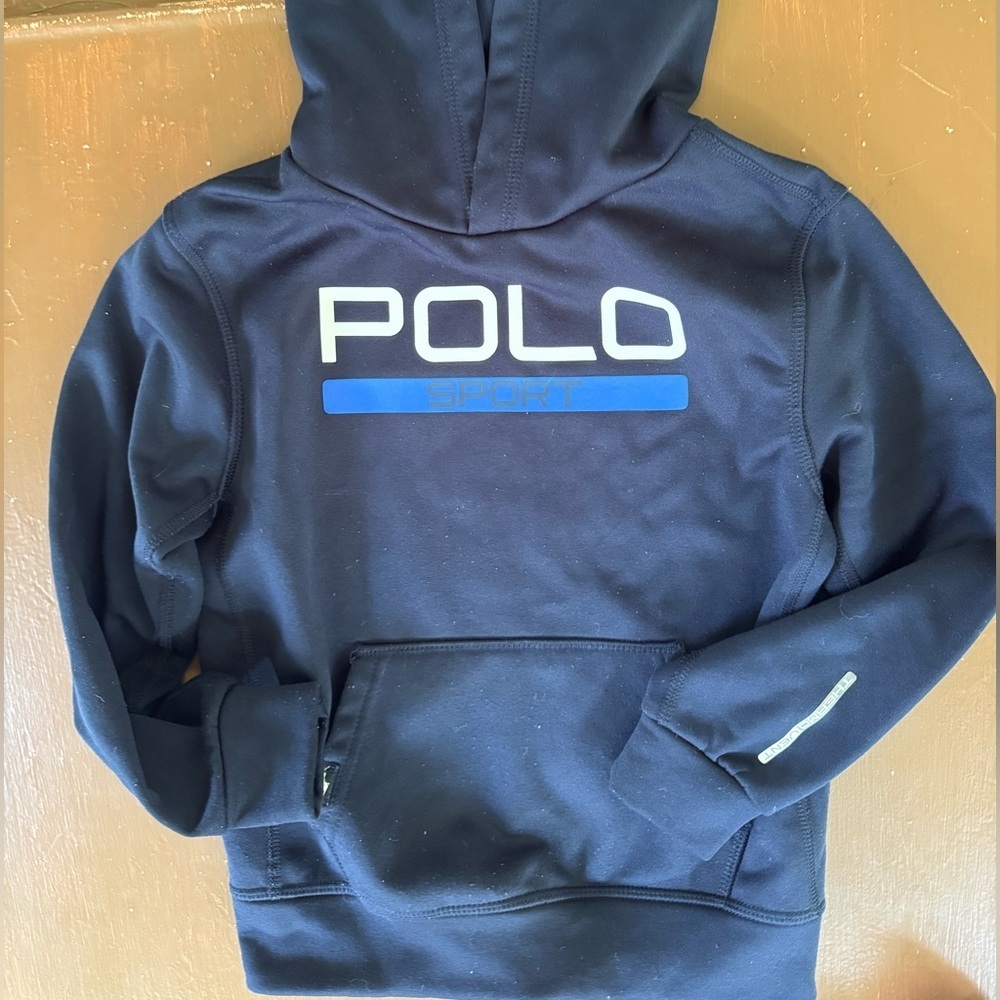 Ralph Lauren Polo Sport Fleece Navy Blue pullover hoodie. Boys size 6 - Picture 2 of 7